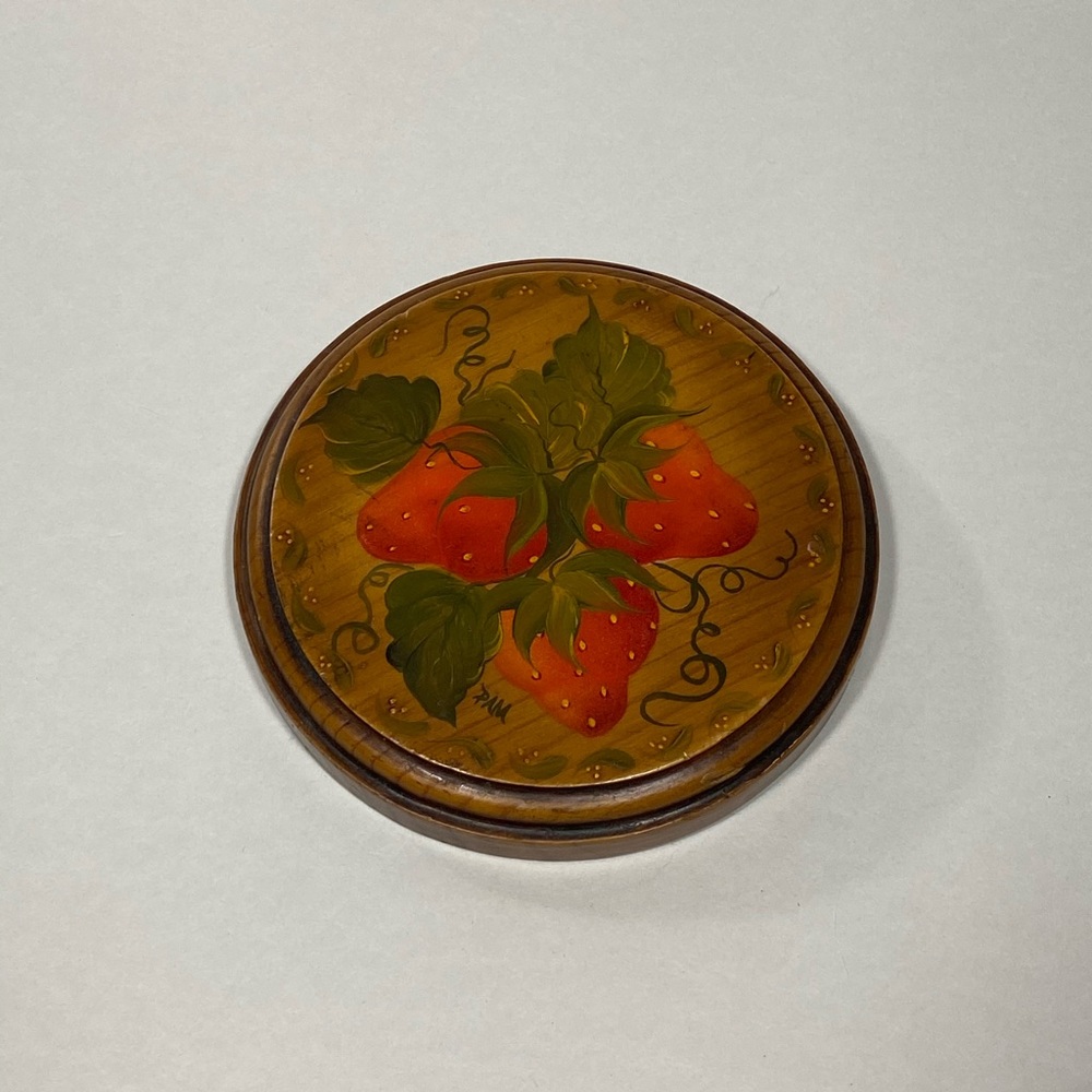 Vintage painted strawberry wall hanging